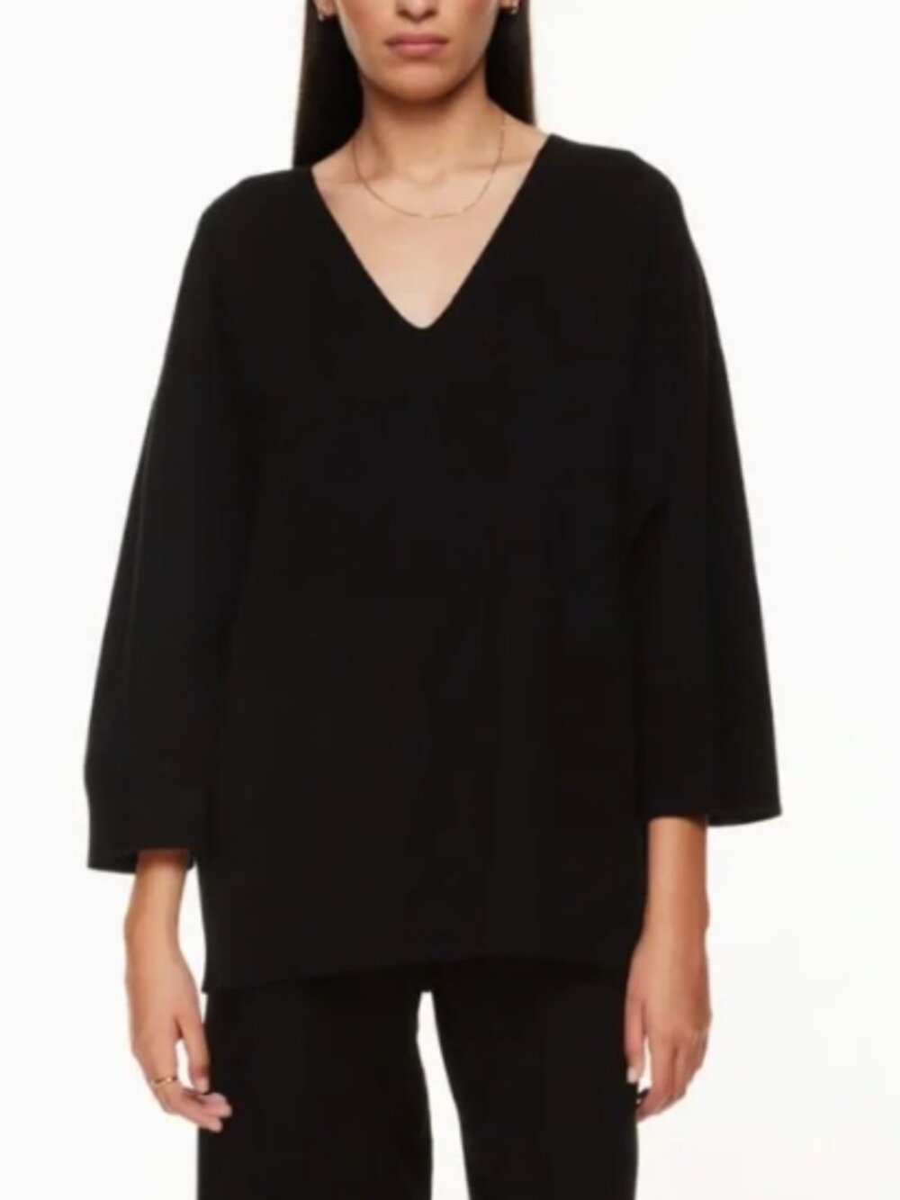 Aritzia Wilfred Free Souvenir Oversized V-Neck Sweater Black | NWOT | Size 2